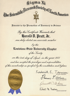 Associate Member, Sigma Xi (The Scientific Research Society of North America), LSU,1975